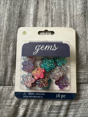 Gems Glitter Flower Hair Clips - Multicolor